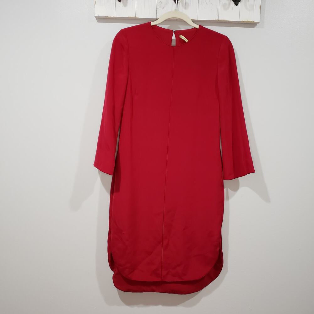 Hellessy Red Silk Long Sleeve Shift Dress 4